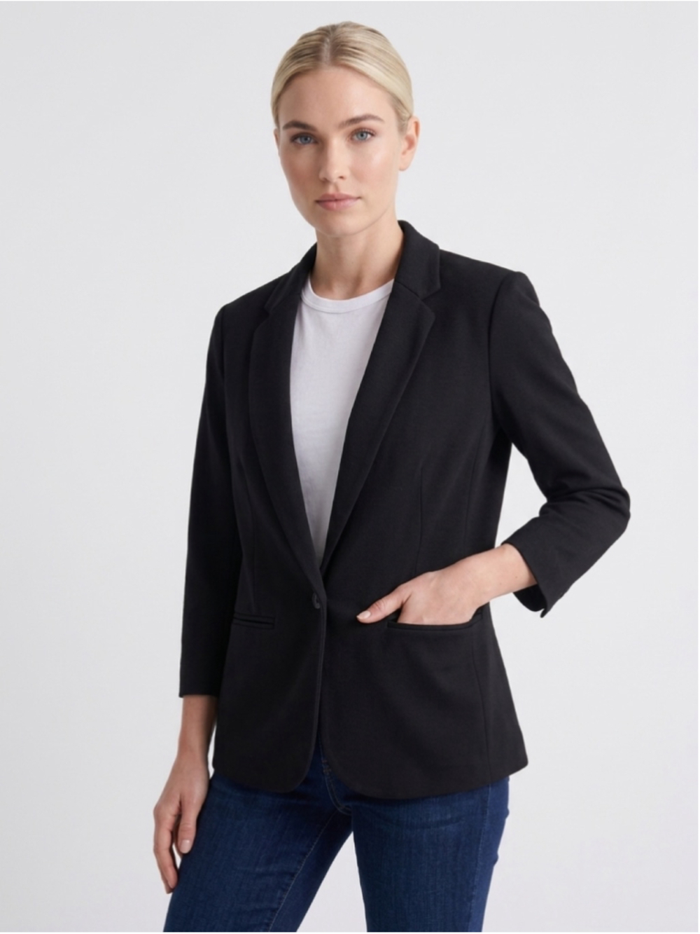 LC Lauren Conrad Fitted Ponte Blazer Black Size Medium